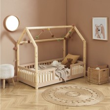 Lit cabane avec barrières Explorateur Rose 70x140 - Laïba Kids