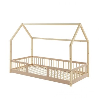 Lit cabane avec barrière Ludique Rose 90x190 - Laïba Kids