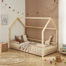 Lit cabane avec barrière Ludique Rose 90x190 - Laïba Kids