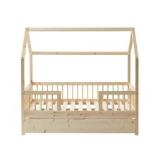 Lit cabane avec barrière et tiroir Safari Beige 70x140 - Laïba Kids