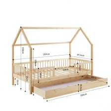 Lit cabane avec barrière et tiroir Aventure Beige 90x190 - Laïba Kids