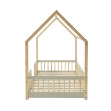 Lit cabane avec barrière Ludique Ivoire 90x190 - Laïba Kids