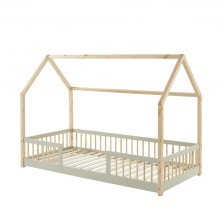 Lit cabane avec barrière Ludique Ivoire 90x190 - Laïba Kids