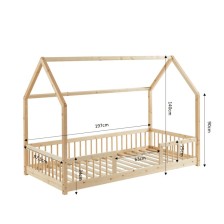 Lit cabane avec barrière Ludique Beige 90x190 - Laïba Kids