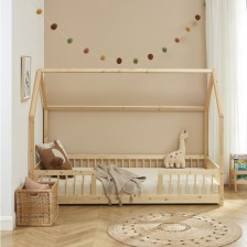 Lit cabane avec barrière Ludique Beige 90x190 - Laïba Kids