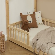 Lit cabane avec barrière Ludique Beige 90x190 - Laïba Kids