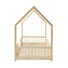 Lit cabane avec barrière Ludique Beige 90x190 - Laïba Kids