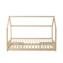 Lit cabane avec barrière Ludique Beige 90x190 - Laïba Kids