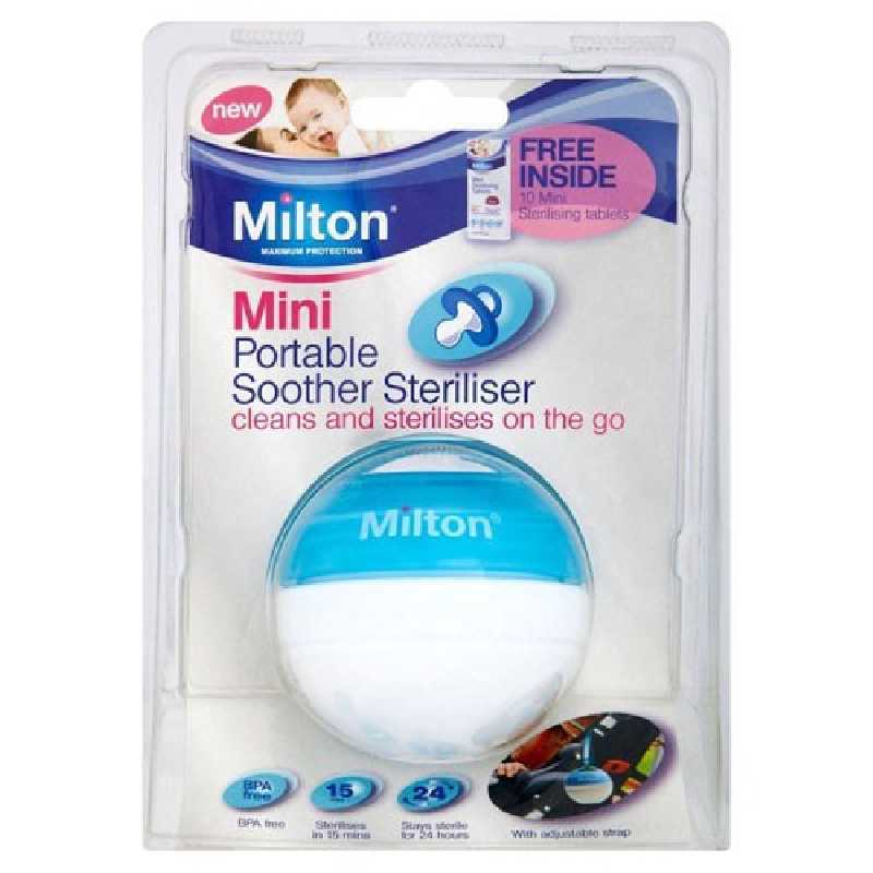Milton Mini stérilisateur de sucette Bleu + 10 mini comprimés