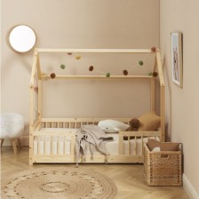 Lit cabane avec barrières Explorateur Beige 70x140 - Laïba Kids Lit cabane avec barrières Explorateur Beige 70x140 - Laïba Kids