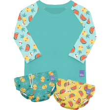 Maillot de bain 2 couches et 1 t-shirt anti-uv bébé 6-12 mois Bleu - Bambino Mio