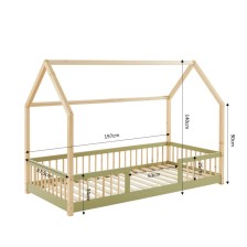 Lit Cabane Avec Barrière Ludique Vert 90x190 - Laïba Kids