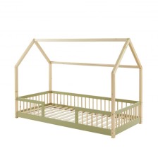 Lit Cabane Avec Barrière Ludique Vert 90x190 - Laïba Kids