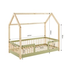 Lit Cabane Avec Barrières Explorateur Vert 70x140 - Laïba Kids