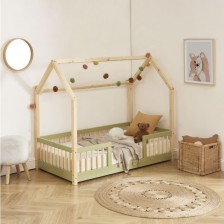 Lit Cabane Avec Barrières Explorateur Vert 70x140 - Laïba Kids