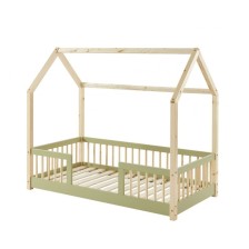 Lit Cabane Avec Barrières Explorateur Vert 70x140 - Laïba Kids