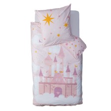 Parure de lit enfant château Rose 140x200 - Atmosphera For Kids