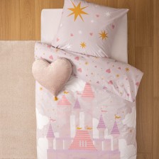 Parure de lit enfant château Rose 140x200 - Atmosphera For Kids