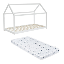 Ensemble Lit Cabane des Rêveries Blanc 70x140 avec matelas enfant 70x140 - Laïba Kids