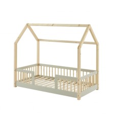 Ensemble Lit cabane avec barrières Explorateur Ivoire 70x140 avec matelas enfant 70x140 - Laïba Kids