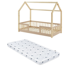 Ensemble Lit cabane avec barrières Explorateur Rose 70x140 avec matelas enfant 70x140 - Laïba Kids