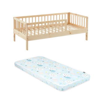 Ensemble Lit enfant Nid Douillet Naturel 70x140 avec matelas enfant Bleu 70x140 - Laïba Kids