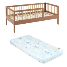 Ensemble Lit enfant Luna 70x140 Terracotta avec matelas enfant Bleu 70x140 - Laïba Kids