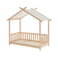 Ensemble Lit Tente des étoiles 70x140 Beige avec matelas enfant éléphants verts 70x140 - Laïba Kids