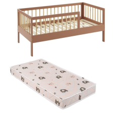 Ensemble Lit enfant Luna 70x140 Terracotta avec matelas enfant éléphants Verts 70x140 - Laïba Kids