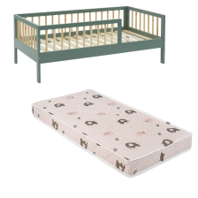 Ensemble Lit enfant Luna 70x140 Vert avec matelas enfant éléphants Verts 70x140 - Laïba Kids