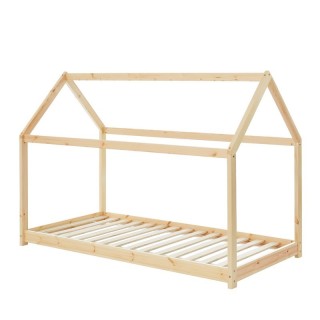 Ensemble Lit Cabane des Rêveries Beige 70x140 avec matelas enfant éléphants Verts 70x140 - Laïba Kids