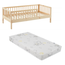 Ensemble Lit enfant Nid Douillet Naturel 70x140 avec matelas enfant Gris 70x140 - Laiba Kids