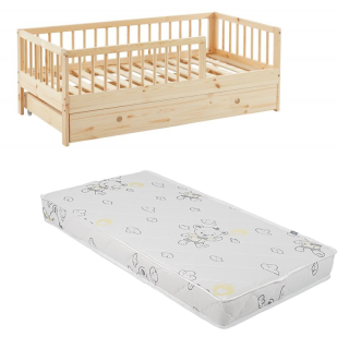 Ensemble Lit enfant Arche des Songes avec tiroir 70x140 avec matelas enfant Gris 70x140 - Laiba Kids