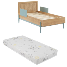 Ensemble Lit enfant Refuge Magique Bleu 70x140 avec matelas enfant Gris 70x140 - Laïba Kids