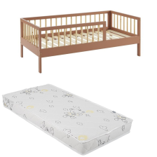 Ensemble Lit enfant Luna 70x140 Terracotta avec matelas enfant Gris 70x140 - Laïba Kids