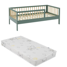 Ensemble Lit enfant Luna 70x140 Vert avec matelas enfant Gris 70x140 - Laïba Kids