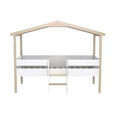 Lit Cabane Enfant Ile Au Trésor 90x190 avec Sommier Naturel et Blanc - Laïba Kids