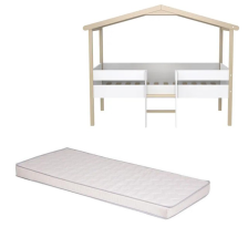 Ensemble Lit cabane Enfant Ile Au Trésor 90x190 avec Matelas Enfant 90x190 - Laïba Kids