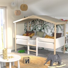 Ensemble Lit cabane Enfant Ile Au Trésor 90x190 avec Matelas Enfant 90x190 - Laïba Kids