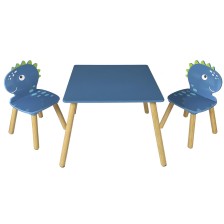 Table et 2 chaises Dino Bleu - Home Deco Kids