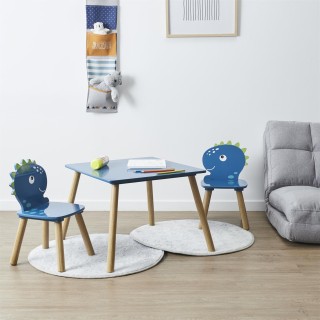 Table et 2 chaises Dino Bleu - Home Deco Kids