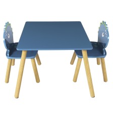 Table et 2 chaises Dino Bleu - Home Deco Kids