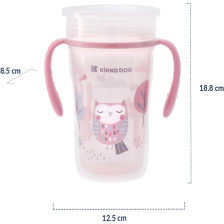 Tasse anti-goutte à 360° Chouette Rose 300ml - Kikka Boo