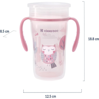 Tasse anti-goutte à 360° Chouette Rose 300ml - Kikka Boo