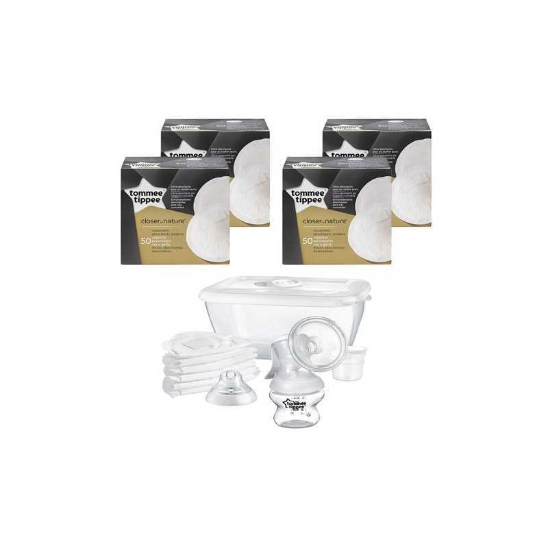 Tommee Tippee Kit de Tire Lait Manuel + 200 Coussinets d'allaitement