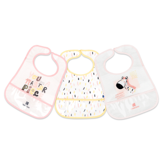 Set de 3 bavoirs bébé imperméable Arty Rose - Kikka Boo