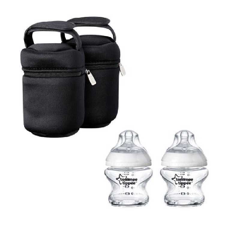 Tommee Tippee Kit de 2 Sacs Isothermes + 2 Biberons 150ml Verre