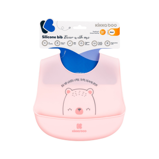 Bavoir bébé en silicone Ours Rose - Kikka Boo