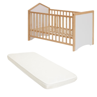 Ensemble Lit bébé Dodo Nuage 60x120 avec matelas enfant Blanc - Laïba Kids