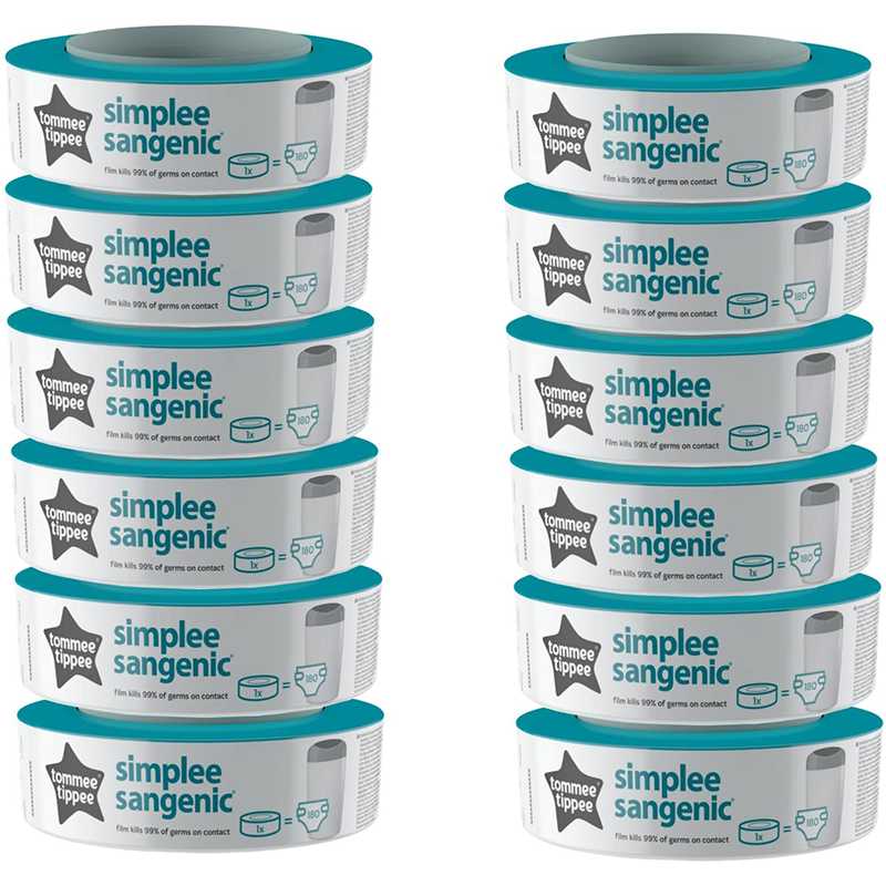 Sangenic - Lot de 12 Recharges pour poubelle à couches Simplee Sangenic - Lot de 12 Recharges pour poubelle à couches Simplee